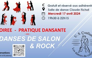 Mercredi 17 avril 2024 : Soirée entrainement DANSES DE SALON & ROCK à Conflans-Sainte-Honorine
