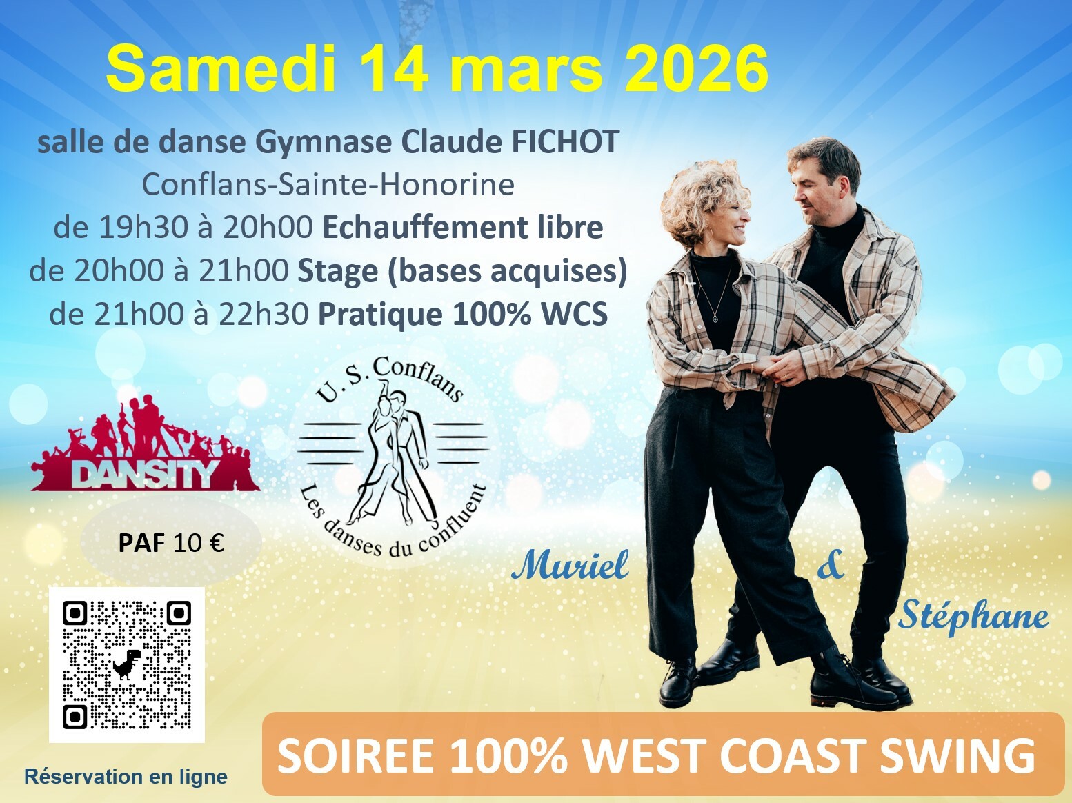 Stage et pratique 100% West Coast Swing samedi 14 mars 2026