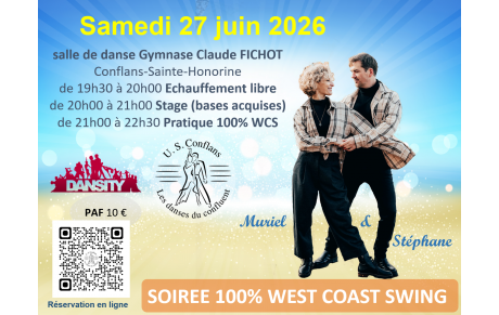 Stage &amp; pratique dansante 100% WCS - salle Fichot à Conflans-Ste-Honorine - le samedi 27 juin 2026